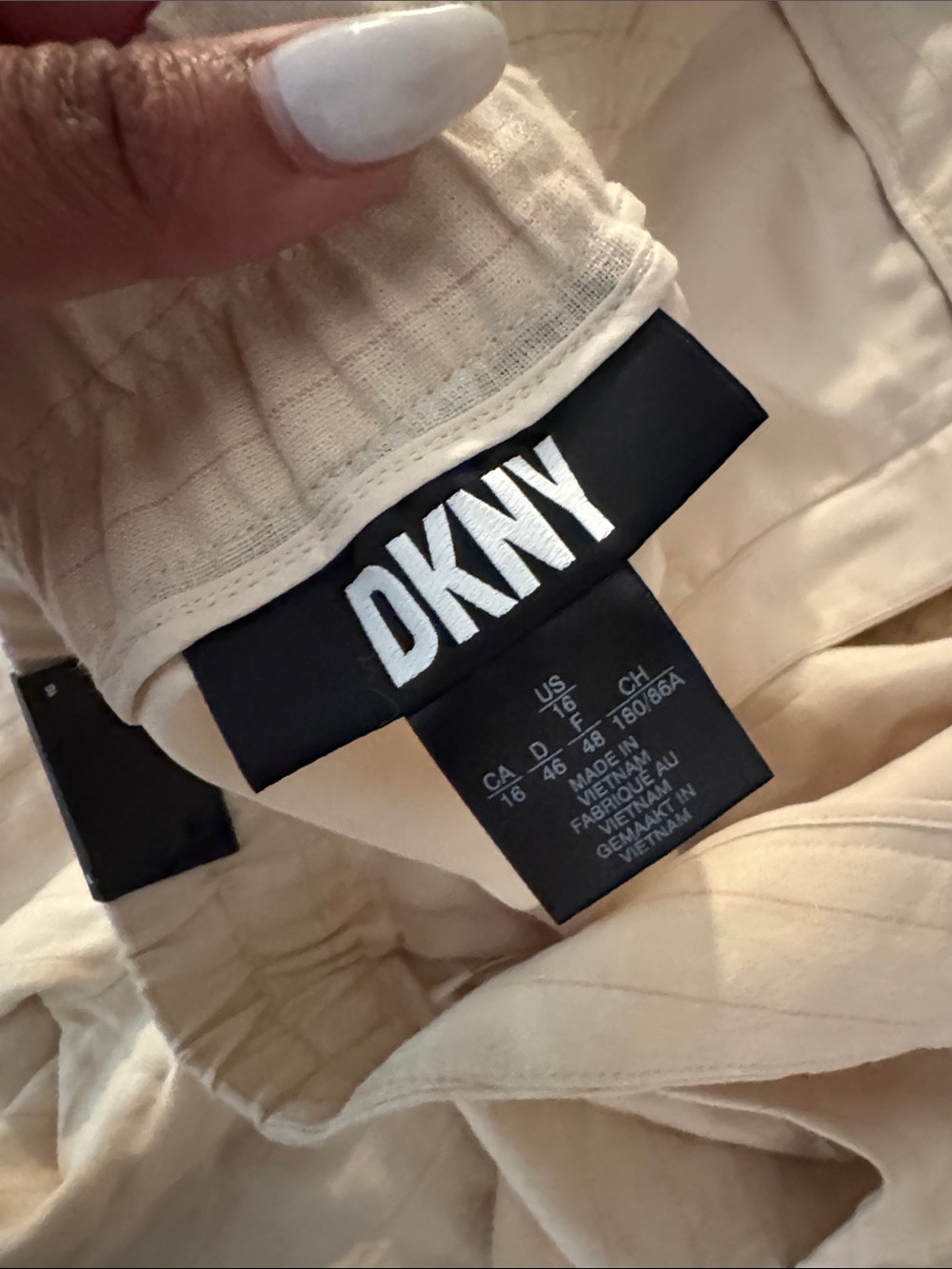 DKNY Cream Pinstripe Wide-Leg Linen Blend Pants suit set matching tank vest NWT - Picture 11 of 11
